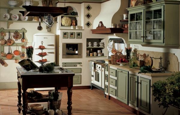 rustikale Küchen Design regale tisch