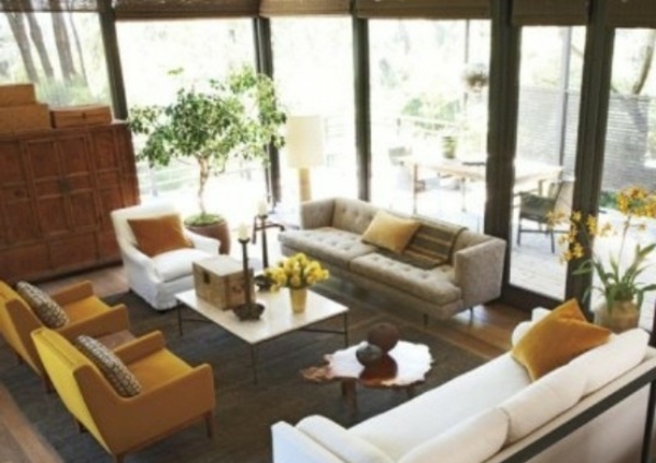 stilvoll Wohnzimmer couch gelb