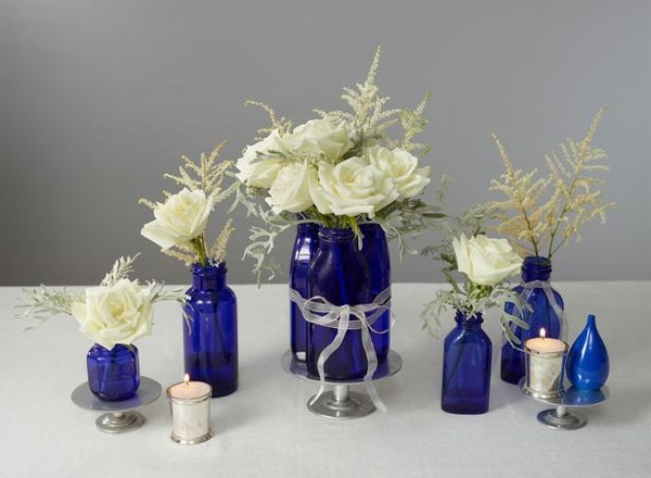 toll Tisch Dekoration blau rose