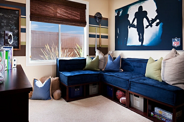 Fabelhaft Tapeten blau couch