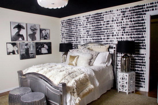 raumgestaltung mit farben schwarze decke schwarz weiß schlafzimmer