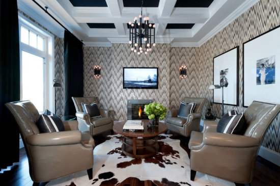 raumgestaltung mit farben schwarze decke weiß wohnzimmer