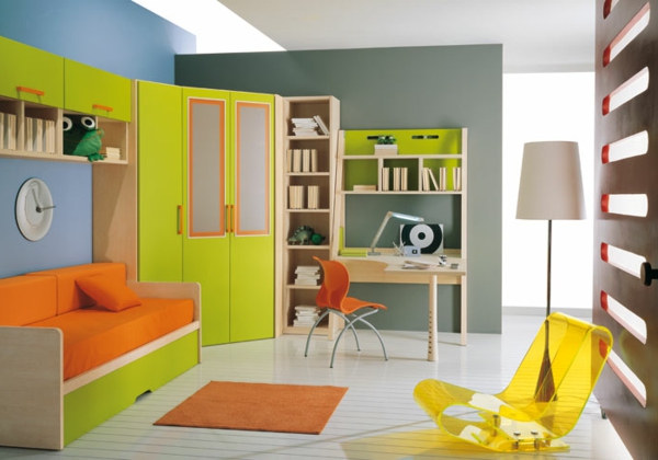 moderne jugendzimmergestaltung kombination von farben