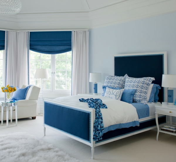 blaues schlafzimmer schönes und beruhendes interieur