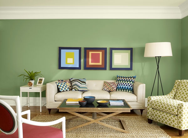 farbbedeutung grün wohnzimmer wandgestaltung