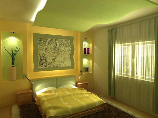 grünes interieur für die schlafzimmer
