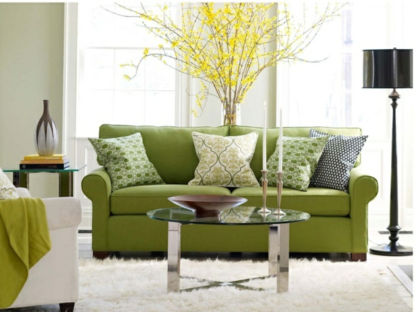grünes sofa im wohnzimmer frische wohnzimmereinrichtung
