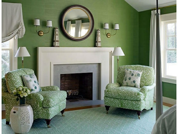 grünes wohnzimmer farbbedeutung grün