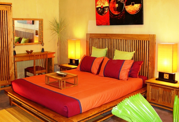 orange gelbes schlafzimmer kombination von farben