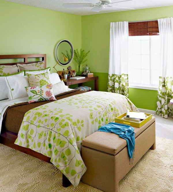 schlafzimmer grünes interieur bedeutung der farbe