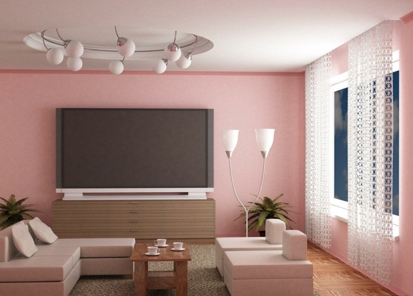 zimmerwandfarben rosa wohnzimmer ideen