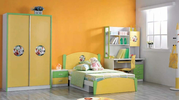 Kinderzimmer komplett in gelb grüne farben