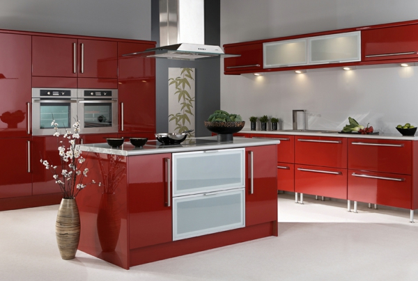 küche rote einrichtung zimmerfarben