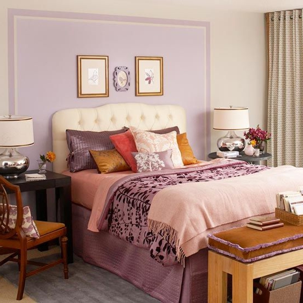luxuriöse vorschläge fürs schlafzimmer lila töne