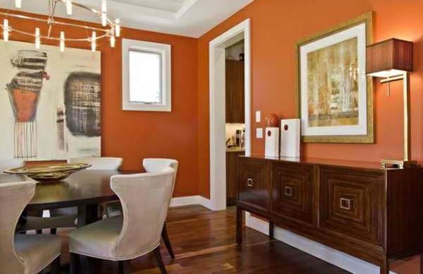 moderne esszimmer passende farbgestaltung in orange