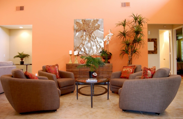 oranges wohnzimmer tolle farbideen