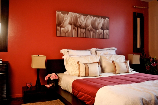 schlafzimmer farbideen rote vorschläge