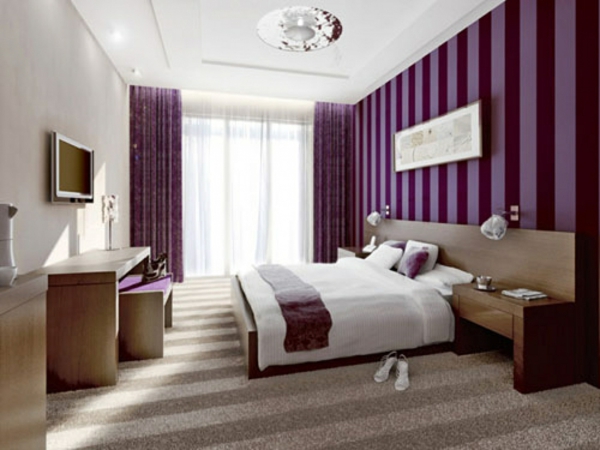 purpur farbgestaltungs ideen für schlafzimmer