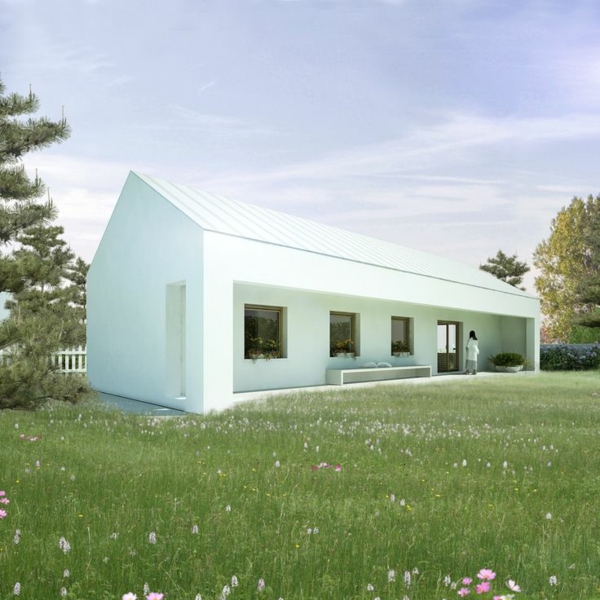 weiß und elegantes fertighaus bungalow