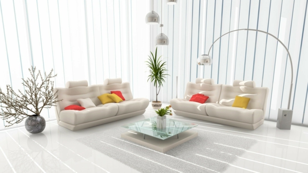 weißes wohnzimmer luxuriöse ausstattung
