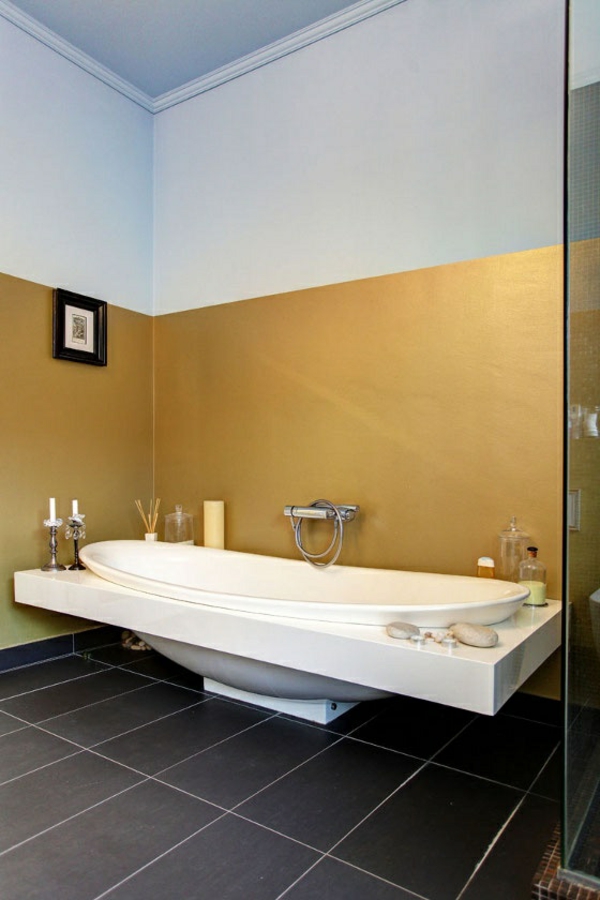 badezimmer design mit metallic farben