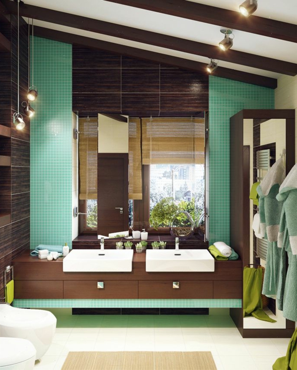 badezimmer einrichtung grüne elemente
