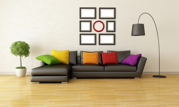 einrichtungsideen fürs wohnzimmer farbige dekokissen