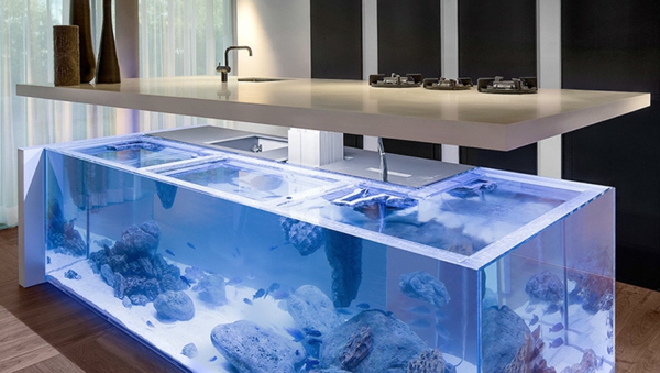 kücheninsel idee aquarium