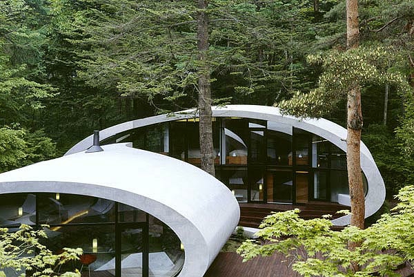 moderne architektur muschelschale japan