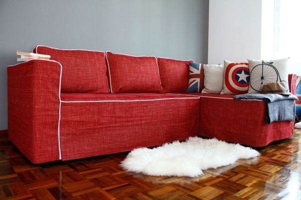 rotes sofa stretchbezug