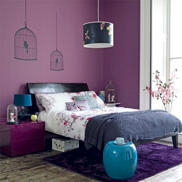 sterichideen für wände schlafzimmer design blau lila