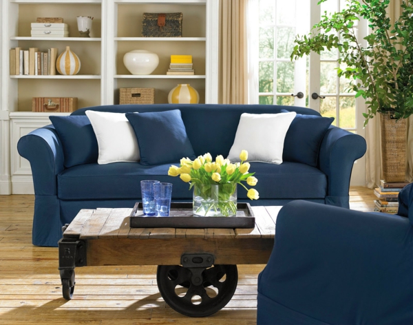 sofa stretchbezug in blau
