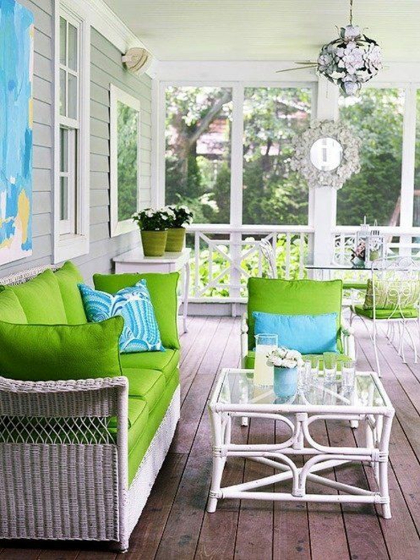 grüne farbe für die rattan terrassenmöbel