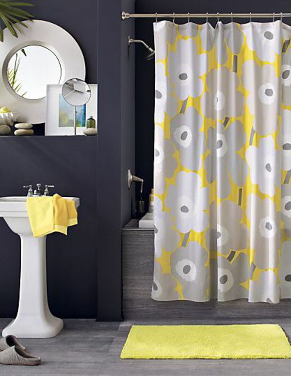 wunderschönes badezimmer dunkelgrau gelb
