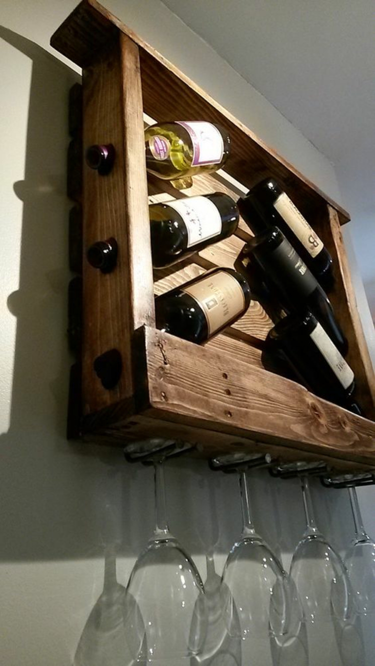 Weinrega selber bauen Weinregale aus Holz Wandregal Weinflaschen