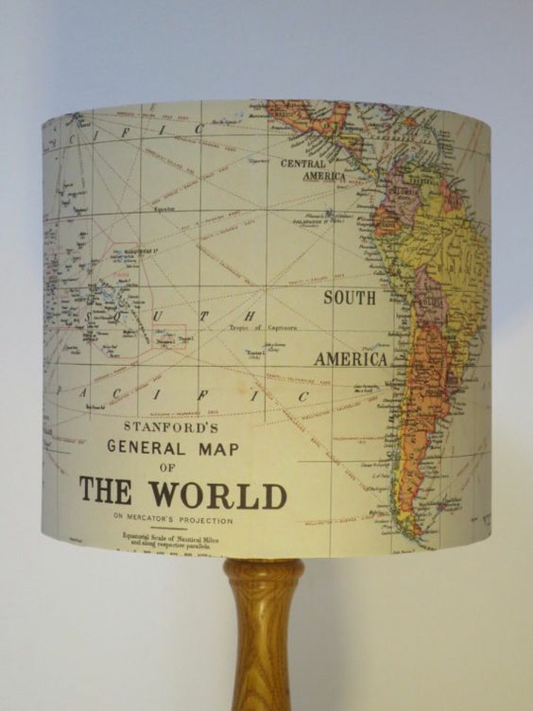 Lampenschirme selber machen aus Papier Weltkarte