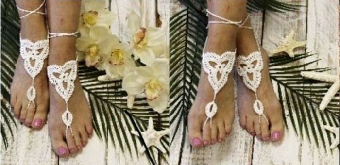 Hochzeitsaccessoires Barfußsandalen gehäkelt Modetrends