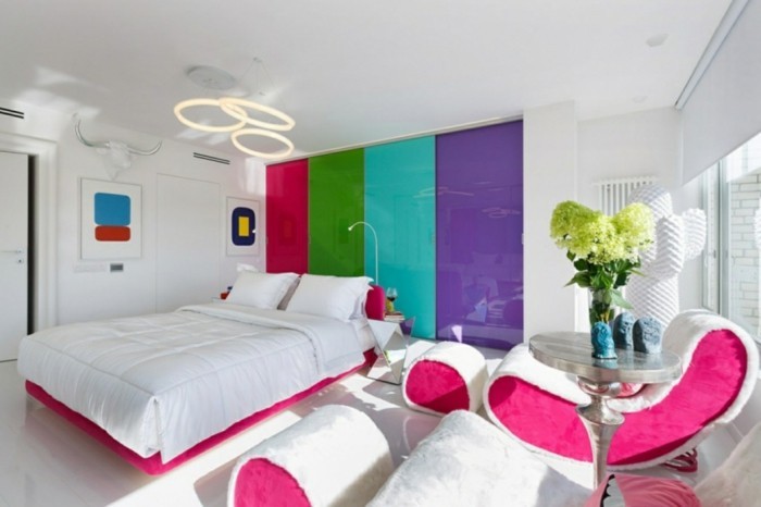 farbgestaltung schlafzimmer fluoreszierende farbe
