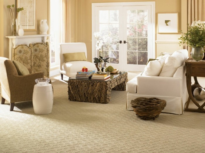 teppiche beige teppichboden wohnzimmer couchtisch sofa sessel