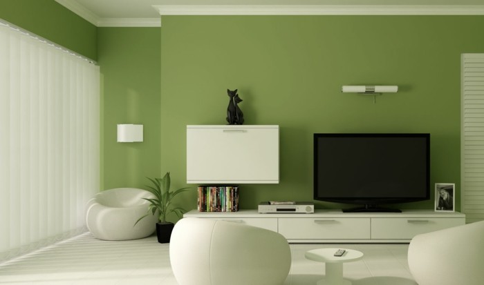 Wandfarben Design grün wohnzimmer sternzeichen waage