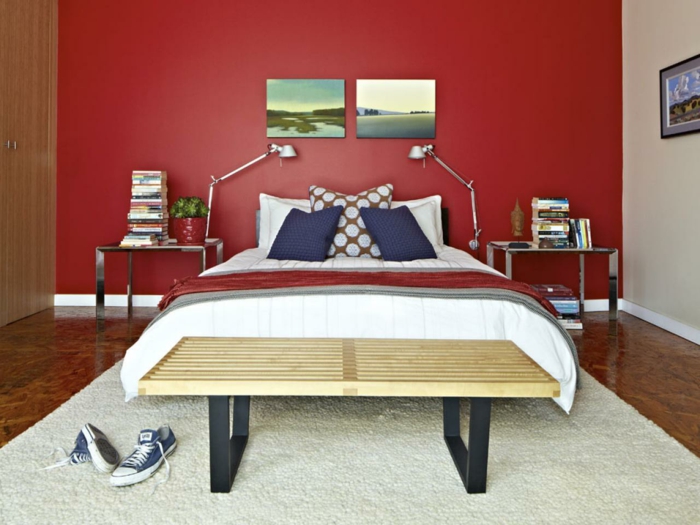 Wandfarben Design rotes Schlafzimmer Sternzeichen skorpion