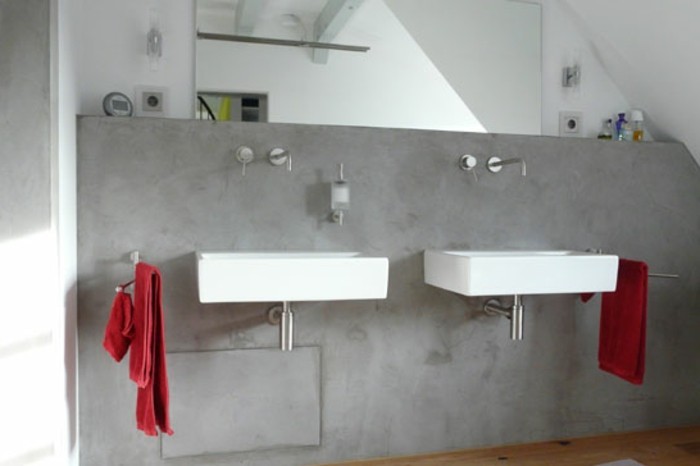 hochwertige inneneinrichtung badezimmer mit zementwände