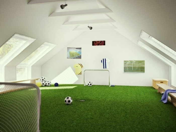 Kinderzimmer Einrichtung Fußball Design Interior Ideen Dachraum