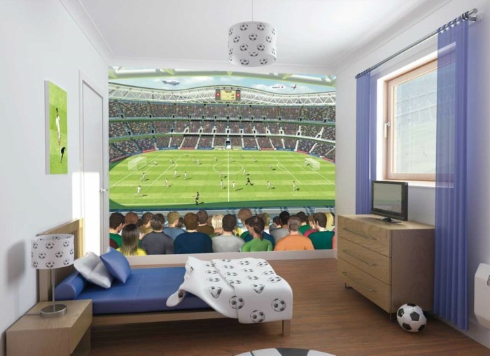 Kinderzimmer Einrichtung Fußball Design Interior Ideen Wanddekoration