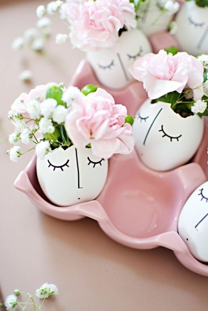 gemalte eierschallen mit blumen