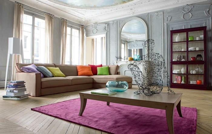 lila wohnzimmer teppich kaufen für mehr farbe
