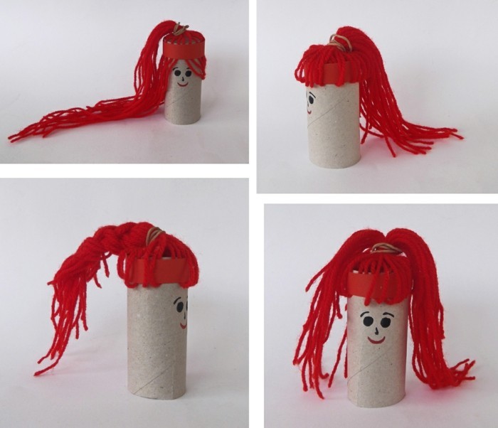 klopapier puppe mit roten haaren basteln