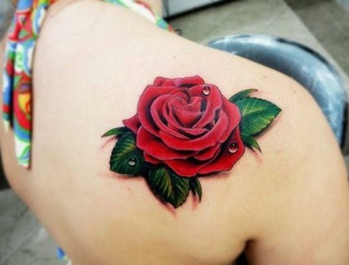 rose als tattoo rote farbpalette