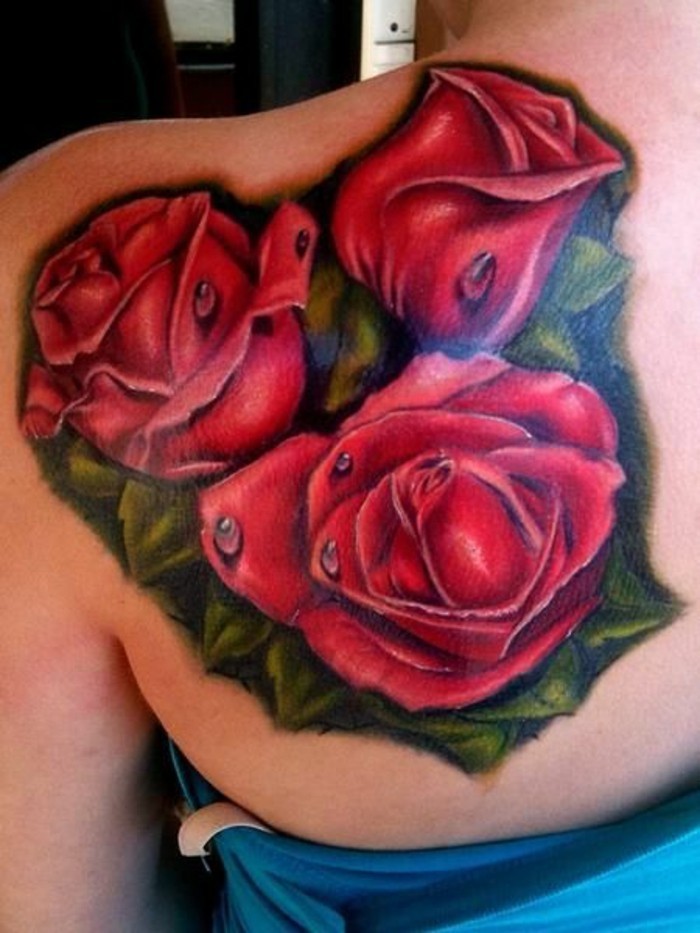 rücken mit rosen tattoos