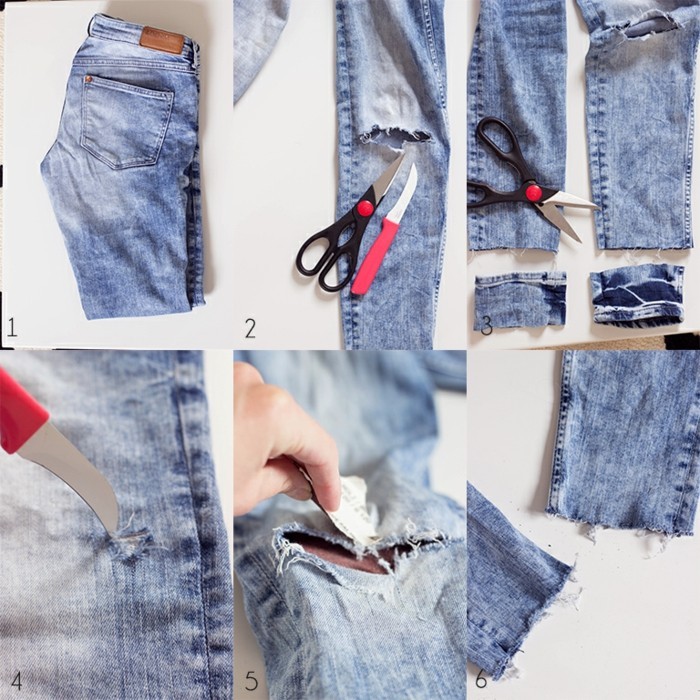 Ripped Jeans damen-Reißverschluss einnähen